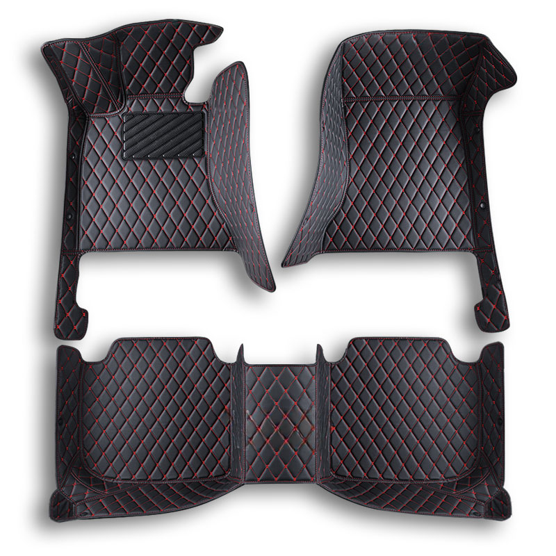 Black & Red Luxury Diamond Car Floor Mats