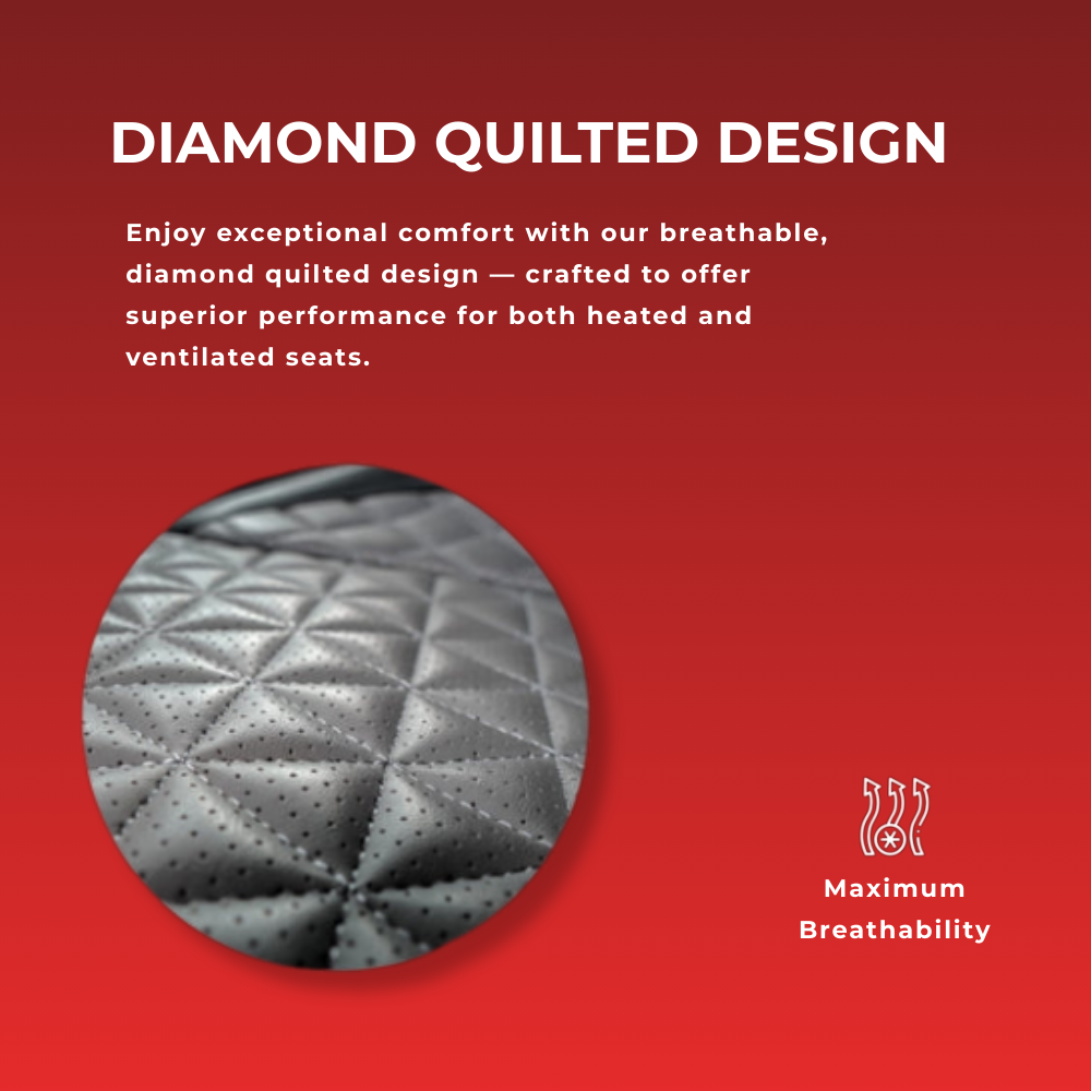 Black & White Diamond Quilted Leather Car Seat Covers