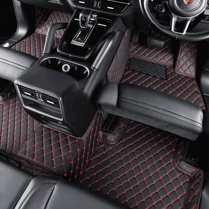 BLACK CAR MATS WITH RED STITCHING