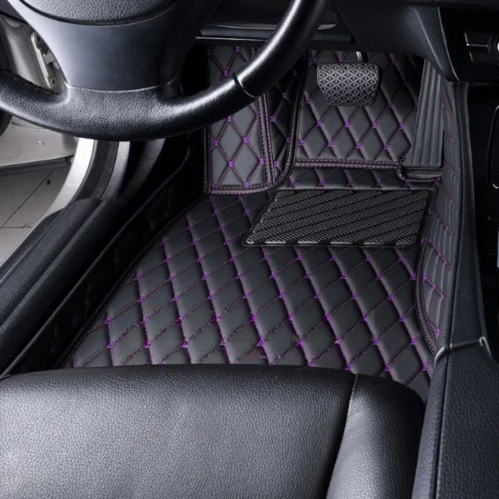 BLACK CAR MATS WITH PURPLE STITCHING