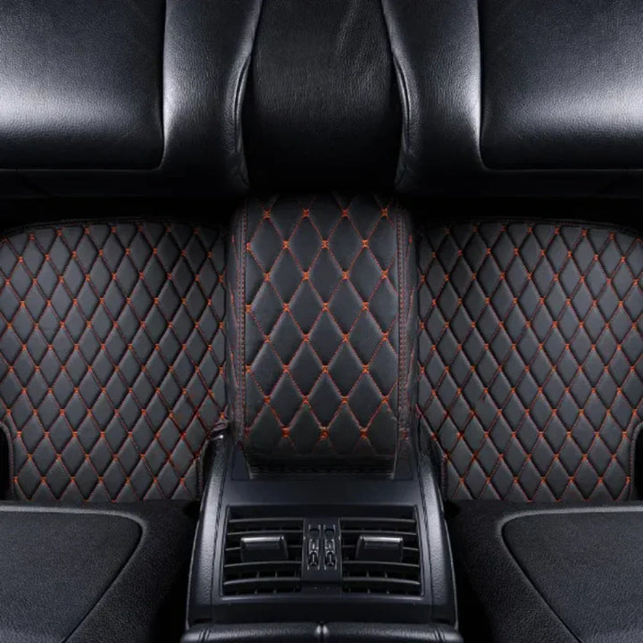 BLACK CAR MATS WITH ORANGE STITCHING